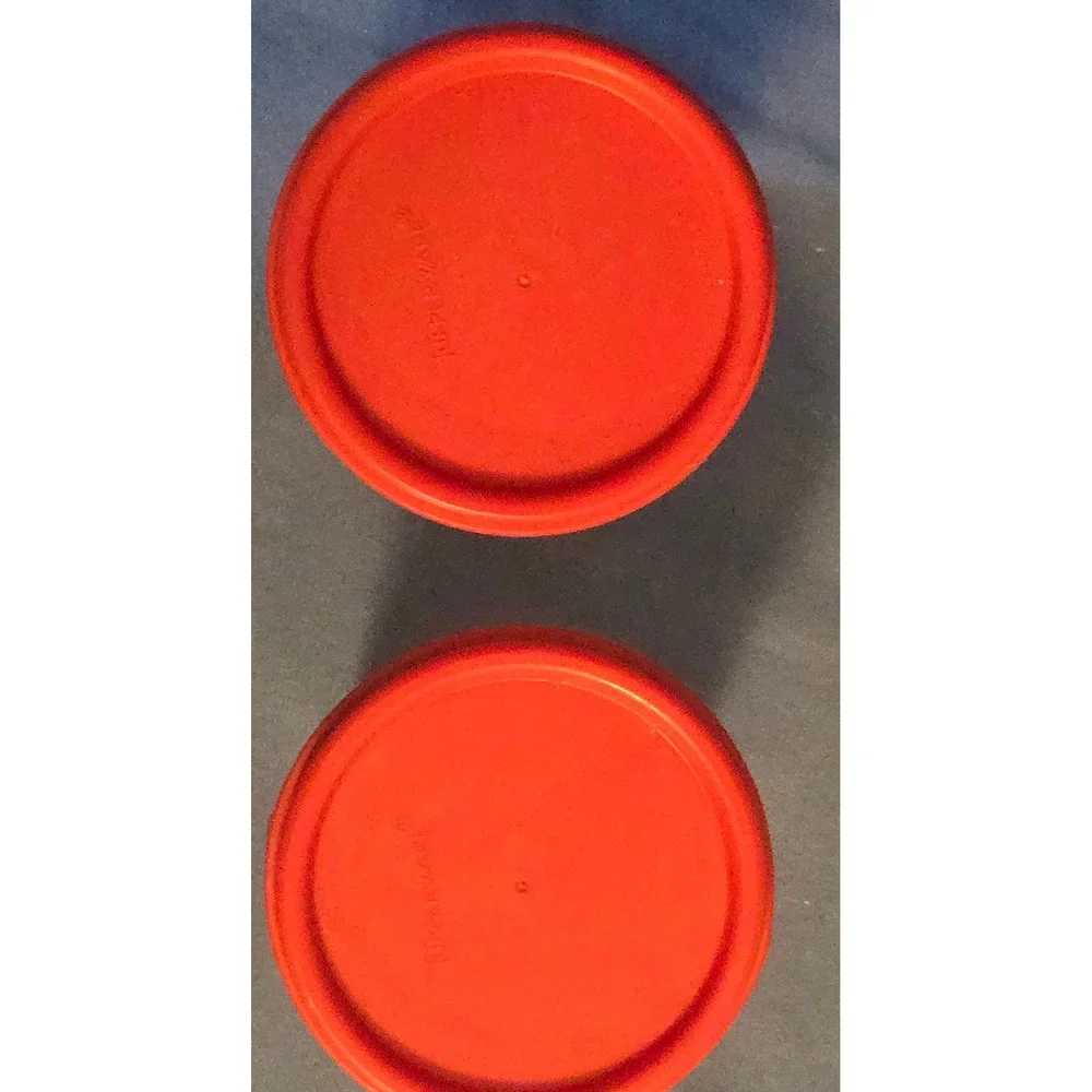 Tupperware Modular Mates Oval Set/4 Red Lids 15oz 22oz Pantry Storage 1606 1641